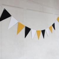 ราคา New Fashion Wedding Decoration Nordic Gold Black Silver Paperboard Banner Glitter Golden Garland New Year Party Supplies 12 flag Banners Streamers Co (19604898784)