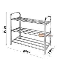 ราคา ชั้นวางรองเท้าสแตนเลส พร้อมส่ง ชั้นวางรองเท้าเลสแท้แข็งแรงไม่โยกเยกไม่เป็นสนิม มี 3 ขนาด 3 4 5ชั้น (19353676816)