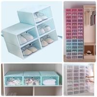 ราคา กล่องรองเท้า กล่องรองเท้าแบบใสฝาเปิดปิดได้ พับเก็บได้ กล่องพลาสติก ต่อได้หลายชั้น สีพาสเทล (423954116)