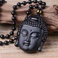 ราคา TIMESWIND ที่มีใบรับรองออบซิเดียนธรรมชาติสีดำผู้ชายจี้พระพุทธรูปสร้อยนำโชค (19046968105)