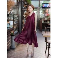 ราคา เดรสวีอัดพลีท Dress V Peet เดรสยาวอัดพีท เดรสอัดพลีทดารา เดรสเรียบหรูออกงาน เดรสคลุมท้อง (1555710276)