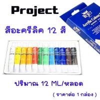 ราคา Project สีอะครีลิค 12 สี ปริมาณ 12 ML หลอด ศิลปะ ทาสี ชุดสีอะครีลิค ชุดสี หลอดโฟม สีน้ำอะครีลิค อุปกรณ์ศิลปะ สีทา สีน้ำ BK (17433123001)