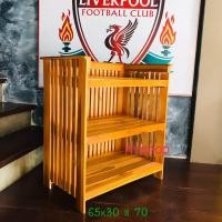 ราคา 3ชั้นวางหนังสือ สีสัก ชั้นวางของอเนกประสงค์ไม้สักขนาดเล็ก ชั้นวางหนังสือ ชั้นวางสินค้าไม้สัก ชั้นไม้สัก (1360666402)