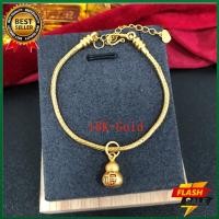 ราคา HT นาฬิกาข้อมือคริสตัลทองโชคดีความสงบกำไลโชคลาภน้ำเต้าสำหรับผู้ชายและผู้หญิงสร้อยห่วงโซ่ลายกระดกงูแข็ง15 22ซม ขนาดทอง18Kไม่ซีดอธิษฐานเพื่อความสงบและดี (20455001231)
