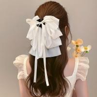 ราคา Korean Fashion Womens Large White Bow Hair Clip 2023 New Elegant hair Clamp Hair Accessories (20294490973)