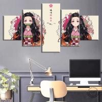 ราคา 5ชิ้นอนิเมะปีศาจฆ่าภาพโปสเตอร์ HD ผ้าใบพิมพ์ตกแต่งผนังภาพวาดสำหรับห้องนอนไร้กรอบของขวัญ (19807217040)