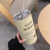 ราคา แก้วกาแฟ แก้วกาแฟเก็บความร้อน แก้วกาแฟร้อน ขนาด 600 มล มีฟาง สแตนเลส 304 เก็บความร้อน เก็บความเย็น ใช้งานง่าย (20606834645)