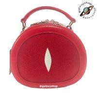 ราคา กระเป๋าสะพายผู้หญิงทรงกลม หรือทรงโดนัท สไตล์ 2ซิป หนังปลากระเบนแท้ เลือกสีได้ มีหูหิ้วและสายสะพาย เก๋ไก๋ หนังแท้ 100 (16852326431)