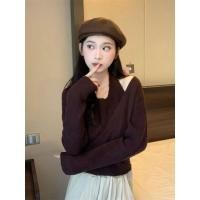 ราคา เสื้อไหมพรมแขนยาว ทรงไขว้หน้าผ้า แต่งคล้องคอด้านใน สินค้าพร้อมส่ง 70180 C (20420671309)