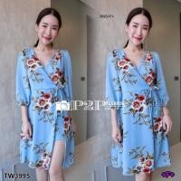 ราคา TW3995 จั้มสูทก้านแก้ว ลายดอก Glass stem with rose pattern (402890923)