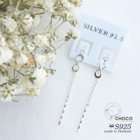 ราคา S925 ต่างหูโซ่อินฟินิตี้เงินแท้ 02 Sterling Silver Chain Infinity Earrings Silver (16520657376)