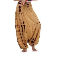 ราคา กางเกงแม้วผ้ามัดย้อม กางเกงขาจั๊มลายมัดย้อม กางเกงอลาดิน กางเกงฮาเร็ม กางเกงแขก กางเกงแม้ว กางเกงม้ง Beige Tie Dye Harem Pants (1129002)