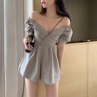 ราคา ลดราคาเวลาจำกัดชุดจั๊มสูทผ้าชีฟองลายสก๊อตพร้อมไหล่เอวสูงคอวีเปลือยไหล่หน้าอกระเบิดและเอวจั๊มสูทลดความอ้วนสาวอ้วนกางเกงขาสั้นกว้างหลวม (10710087779)