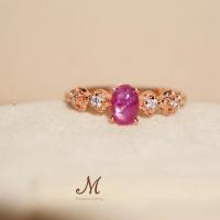 ราคา Meena Gems แหวนพลอยทับทิมสตาร์ ตัวเรือนเงินแท้925ชุบพิงค์โกวล แหวนพลอยเสริมดวง พลอยประจำวัน (20386100442)