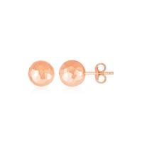 ราคา ต่างหูทองคำแท้ 14k สีโรสโกล รูปทรงลูกบอล 14k Rose Gold Ball Earrings with Faceted Texture พรีออเดอร์ pre order ทัก chat ก่อนสั่ง (9880373716)