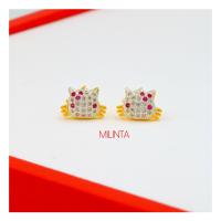 ราคา CN JEWERY แมวหน้ากรอบเพชร ต่างหูเพชรCZ ต่างหู ตุ้มหู ต่างหูหุ้มทอง ฟรีตลับทองทุกคู่ (19738608186)