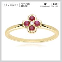 ราคา Gemondo แหวนทองคำ 9K ประดับทับทิม Ruby และเพชร Diamond ทรงดอกไม้ล้อมสไตล์คลาสสิก (16760629785)