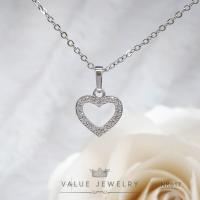 ราคา สร้อยคอพร้อมจี้ ฝังคริสตัลแท้ ลายหัวใจ Heart ขนาดพอเหมาะ สร้อย สร้อยคอ เครื่องประดับ NK017 ValueJewelry (412068799)