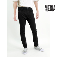 ราคา กางเกงยีนส์ ยืด ผู้ชาย ทรงกระบอกเล็ก สีดำ Superblack MEDIA JEANS B520 (9393527530)
