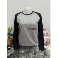 ราคา ทู้โทนเสื้อสีพื้นทูโทนแขนยาว เสื้อสีพื้นทูโทนแขนยาวสไตล์วินเทจ (12642680119)