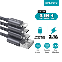 ราคา COD การจัดส่งในประเทศไทย Romoss CB25A 3in1 Charging Cable USB to Lightning Type C Micro Nylon Rapid Charger Cord Compatible with iPhone Android Models (18690817943)