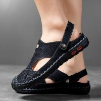 ราคา รองเท้าแตะหนังแท้ผู้ชาย Baotou รองเท้าแตะชายหาดกลางแจ้งเย็บด้วยมือสองสวมใส่รองเท้าแตะ (18465126884)
