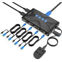 ราคา KVM Switch MT VIKI HDMI KVM Switch 4 Ports for 4 Computers Share One HD 4K Monitor and 3 USB Devices Keyboard Mouse Printer Including 4 KVM Cables and Wire Desktop Controller (13346790199)