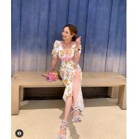 ราคา พร้อมส่ง S 4XL GANNIESHOP 604 dress เดรส เดรสยาว เดรสลายดอก เดรสผ่าหน้า เดรสสาวอวบ เดรสสีชมพู เดรสออกงาน เดรสสีขาว เดรสลายดอกไม้สีเหลือง เดรสคอวี (14677681315)
