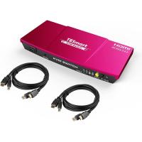 ราคา TESmart KVM Switch HDMI 2 Port 4K 60Hz RGB 4 4 4 Support EDID USB 2 0 Device Audio Out Multimedia Gaming Keyboard and Mouse HDMI KVM Switcher for 2 Computers Sharing 1 Monitor with 2 KVM Cables Red (1