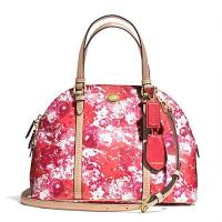 ราคา กระเป๋าถือ COACH แท้ Coated canvas ลายดอกไม้ สีสวยมาก สายหนังแท้ มีสายยาว COACH 31341 Peyton Cora Domed Satchel Floral (21216792531)