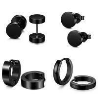 ราคา Fashion model shop Dumbbells Earrings Black 4 Pairs Stainless Steel Stud Earrings for Men Women Hoop Earrings Ear Stud Earrings Jewelry (18915317132)