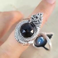 ราคา แหวนพญานาค โอบนิล แหวนเงินแท้ รมดำ พลอยนิลแท้ YTG 11495 (11729422739)