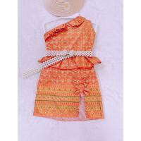 ราคา ชุดไทยเด็กเสื้อคอจีนระบายคอ กระโปรงผ่าหน้า (19513615460)