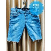 ราคา กางเกงยีนส์ขาสั้น แต่งขา ขาลุ่ย เอว32 (16776283190)