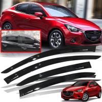 ราคา กันสาดประตู คิ้วกันสาด รุ่น มาสด้า 2 MAZDA 2 ปี 2015 2018 สีดำเงา โลโก้ขาว 4 ชิ้น (10890765558)