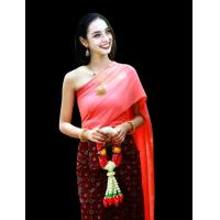 ราคา สไบผ้าด้านนุ่ม สไบผ้าจอร์เจีย สไบชุดไทยสไบสำเร็จรูป กว้าง13ยาว3ม (21175685805)