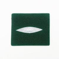 ราคา กระเป๋าธนบัตร กระเป๋าเงิน กระเป๋าสตางค์ กระเป๋าสตางค์หนังปลากระเบนแท้ US 2 พับสั้นสีเขียว หรูหราทนทาน หนังแท้ 100 ใบเดียวเอาอยู่ (17347512952)