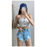 ราคา พร้อมส่ง ขารุ่ยเสมอหู ผ้ายีนส์ไม่ยืดมีไชส์ SMLXL คร้า (19634460975)