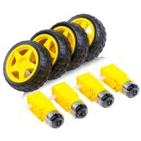 ราคา 4PCS DC Electric Motor Plastic TT Motor Tire Wheel Dual Shaft Gear Motor TT Gearbox Engine for Arduino Smart Car (19679341081)