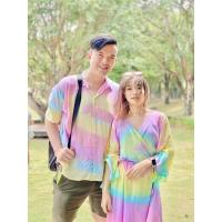 ราคา เซทคู่มัดย้อมสีพาสเทล เดรส เชิ้ต เซทขายดีสีหวานใส่น่ารักๆ มัดย้อมคู่ มัดย้อมพาสเทล (12530397608)