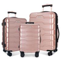 ราคา กระเป๋าเดินทาง กระเป๋าเดินทางล้อลาก ABS PC วัสดุพรีเมี่ยม น้ำหนักเบา ดีไซน์หรูหราทันสมัย ขนาด20 24 28นิ้ว AMA ROSE GOLD BLACK ลายขวาง มีรหัสล็อค (21199639430)
