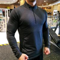ราคา แห้งเร็วเสื้อผู้ชายสำหรับใส่วิ่งเสื้อยืดแขนยาวรัดรูปเสื้อ Gym เสื้อยืดฟิตเนสกีฬาขี่จักรยานซิปชายเสื้อ Rashguard (7680274692)