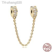 ราคา NEW Gold Plated Original Crown Purse Shell Dangle Charm Pavé Clips Safety Chain Beads Fit Pandora Bracelet Silver 925 Jewelry (19820695444)