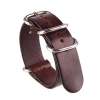 ราคา สายนาฬิกาหนัง PU เกรดA สไตล์วินเทจ สายนาฬิกาซูลู Vintage Leather ZULU nato Strap ดำ น้ำตาล 18มิล 18mm (335168356)
