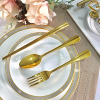 ราคา ส่งฟรี ชุดช้อนส้อมตะเกียบสีทอง ช้อนส้อมทอง Gold BLACK Twin Fish Twin Fish 87 (2814810943)