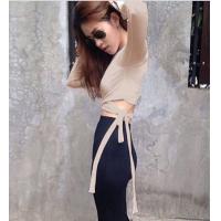 ราคา ฮ็อตสุดครอบแขนยาว ผูกเอวเสื้อครอปผูกเอว เสื้อสายฝอ ลอย ผ้าเรย่อน ยืดได้เยอะ (16252167670)