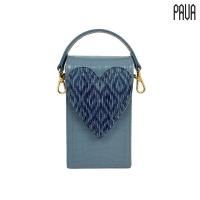 ราคา PAVA MINI HEART Thai Silk Handbag กระเป๋าถือ กระเป๋าสะพาย หนังสีฟ้า ลายผ้าไหมสีน้ำเงิน สายคล้องสีฟ้า สายหนังสีฟ้า (21170683485)