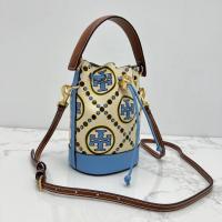 ราคา 2023 new Tory Burch T Monogram Series Mini Bump Color Embossed Bucket Bag Tote Single Shoulder Bag Crossbody bag (20015583724)