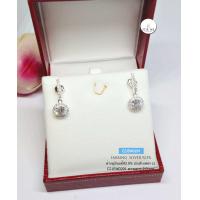 ราคา ต่างหูเงินแท้92 5 ต่างหูประดับเพชร cz เรือนเงินแท้ ความยาว 2 0 cm เพชร cz 5 0 mm (8082440852)