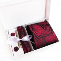 ราคา 2018 ชุดความสัมพันธ์ที่มีคุณภาพสูง 8 เซนติเมตร ใหม่สำหรับผู้ชาย Ink Pocket Square Tie clips ผ้าเช็ดหน้า Mens striped Wedding PARTY เนคไทกับกล่องของขวัญ Maroon (385170904)